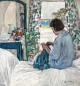 GABAY Esperanza 1875-1963,Woman Knitting in a Sunlit Bedroom,Skinner US 2017-05-19