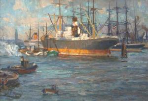 GABEL Paul Emil 1875-1938,Port w Hamburgu,Sopocki Dom Aukcjny PL 2022-04-30