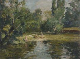 GABORIAUD Josué 1883-1955,Baigneuses près de la rivière,Conan-Auclair FR 2021-12-07