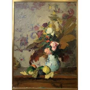 GABORIAUD Josué 1883-1955,Bouquet de fleurs et fruits sur un entablement,Tajan FR 2022-02-11
