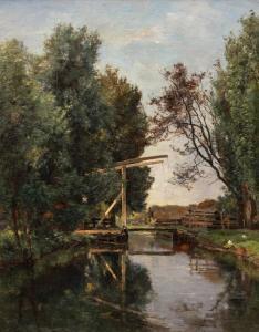 GABRIEL Paul Joseph Const 1828-1903,A painter working 'en plein air' along the Broe,1878,Venduehuis 2023-11-16