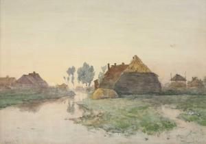 GABRIEL Paul Joseph Const 1828-1903,Cottages by a river,Sworders GB 2023-09-26