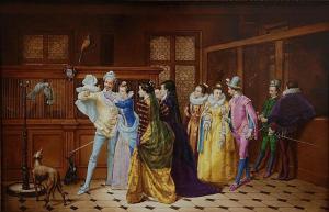 GABRINI A,Interior menagerie scene with male and female aristocrats,Elite US 2014-04-26