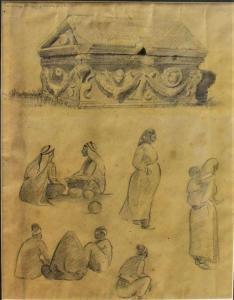 GACON Anne 1913,Sarcophage dans la cour du Sérail et personnages o,Millon & Associés FR 2020-06-17