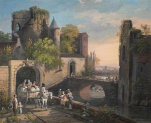GADBOIS Louis 1770-1826,Vue animée d'une entrée de ville fortifiée près d',Art Valorem FR 2019-06-18