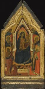 GADDI Taddeo 1300-1366,THE MADONNA AND CHILD ENTHRONED, FLANKED BY SAINTS,Sotheby's GB 2011-07-06