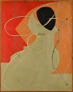 GADEGAARD Paul 1920-1996,Composition rouge et beige,1948,Osenat FR 2023-11-19