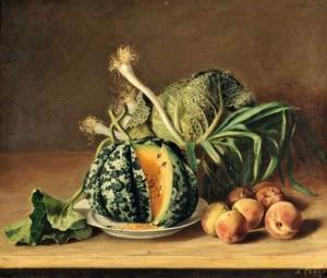 GADIN A,Nature morte à la pastèque et aux choux,1878,Aguttes FR 2009-12-10