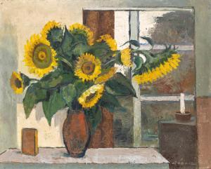 GADOR Emil 1911-1998,Sunflower still life,Nagyhazi galeria HU 2023-12-12