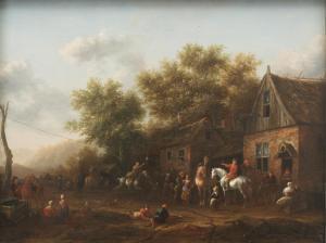 GAEL Barend 1635-1698,Figures outside an inn playing ganstrekken,Bonhams GB 2023-09-13