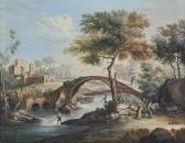 GAGGILLI Diego 1710,A wooded river landscape with peasants on a track,1710,Christie's GB 2011-12-08