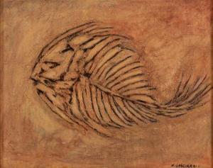 GAGLIARDI NINO 1960,Reperto fossile di pesce,1976,Gliubich Casa d'Aste IT 2022-06-21