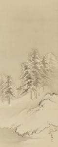GAHO HASHIMOTO 1835-1908,Landscape in snow,Mainichi Auction JP 2023-01-13