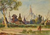 GAING NGWE 1901-1967,TWO MONKS IN FRONT OF A TEMPLE,Sotheby's GB 2019-10-06