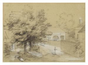 GAINSBOROUGH Thomas,A village scene with trees, a house, stables and a,Sotheby's 2024-02-02