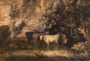 GAINSBOROUGH Thomas,A Wooded Landscape with Cattle at a Watering Place,Sotheby's 2024-01-31