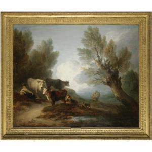 GAINSBOROUGH Thomas,LANDSCAPE WITH CATTLE, A YOUNG MAN COURTING A MILK,Sotheby's 2007-11-22