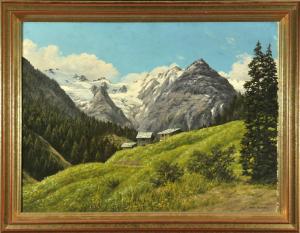 Gaiser KARL 1905-2002,Alpenlandschaft mit Berghütten,Allgauer DE 2018-04-19