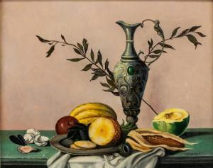 GAJONI Adriano 1913-1965,still-life scene with fruit and a slender and orna,888auctions 2023-10-26