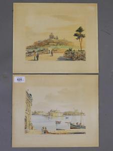 GALEA JOS,view of Valletta Harbour, Malta, and view of the M,Crow's Auction Gallery GB 2016-09-14
