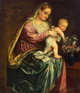 Galeazzi Giovanni Battista 1550-1610,Madonna with the infant Jesus and a bouquet of ,Galerie Koller 2018-09-26