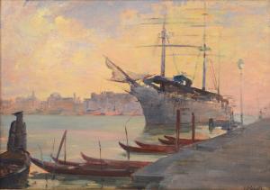 GALEOTA Leopoldo RUSSO 1868-1938,Nel porto,Meeting Art IT 2024-01-17