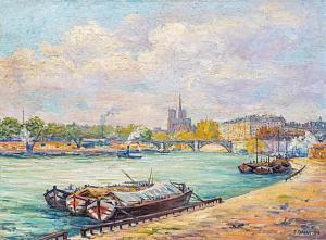 GALEY Jean Fabien 1877-1966,Bank of the Seine with the Notre Dame in the back,1913,Nagyhazi galeria 2019-05-29