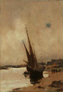 GALIEN LALOUE Eugene 1854-1941,Beached sailboat,John Moran Auctioneers US 2024-04-10