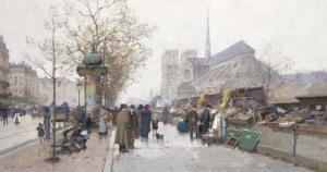 GALIEN LALOUE Eugene 1854-1941,Bouquinistes sur le quai de Tournelle, Paris,Christie's GB 2002-04-23