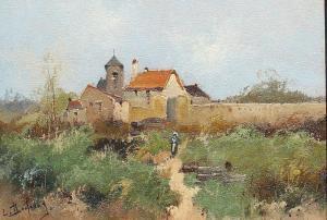 GALIEN LALOUE Eugene 1854-1941,Country Estate with Figure in a Landscape,Burchard US 2017-02-26