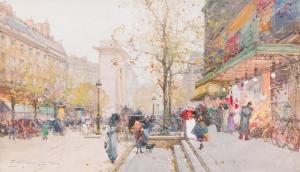 GALIEN LALOUE Eugene 1854-1941,Paris, Porte Saint-Denis, rue animée,Ader FR 2024-03-22