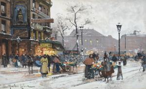 GALIEN LALOUE Eugene 1854-1941,Paris, winter fruit stalls,1910,Tennant's GB 2024-03-16