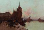 GALIEN LALOUE Eugene 1854-1941,Unloading Fish, Sunrise, Dieppe,Charterhouse GB 2024-01-04