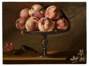 GALIZIA Fede 1578-1630,Still life of peaches on a fruit stand with jasmin,Sotheby's GB 2021-07-07