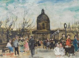 GALL Francois 1912-1987,Promenade des familles sur le Pont des Arts vers l,Galerie Koller 2016-12-02