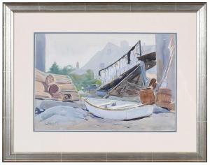 GALLAGHER Sears 1869-1955,Fish Beach,Brunk Auctions US 2023-11-18