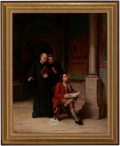 GALLET Louis,An ecclesiastical interior with a young artist ske,1862,Anderson & Garland 2020-07-15