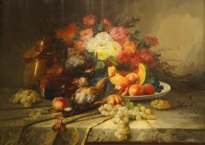 GALLEZ V 1900-1900,Still life with flowers and a plate of fruit,Rosebery's GB 2017-02-04