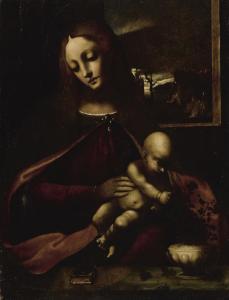 Galli Francesco 1659-1739,MADONNA AND CHILD BEHIND A STONE LEDGE WITH A POTT,Sotheby's GB 2020-01-30