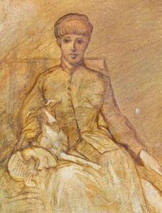 GALLI Luigi Mauro 1820-1900,Ritratto di donna con levriero,Casa d'Aste Arcadia IT 2022-03-24