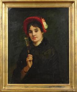 GALLIAC Louis 1849-1934,Jeune dame au chapeau,Monsantic BE 2022-03-20