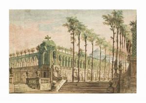 GALLIARI Fabrizio 1709-1790,A stage design of a palace garden,Christie's GB 2017-01-24