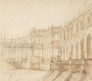 GALLIARI Fabrizio 1709-1790,Recto : Cour d'un palais ; Vers,Artcurial | Briest - Poulain - F. Tajan 2023-09-26
