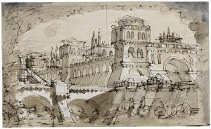 GALLIARI Gaspare 1761-1823,A STAGE DESIGN WITH A FORTIFIED CITY,Sotheby's GB 2020-01-29