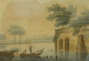 GALLIMARD 1800-1800,Paysage à la barque aux pêcheurs.,1875,Chevau-Legers Encheres Martin-Chausselat 2013-03-24