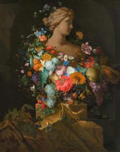 GALLIS Pieter 1633-1697,Garlands of fruits and flowers around a bust of Ve,Galerie Koller 2024-03-22