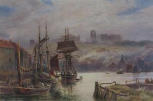 GALLON Robert Samuel Ennis 1830-1877,Boats in Whitby Harbour looking towards,David Duggleby Limited 2017-03-17