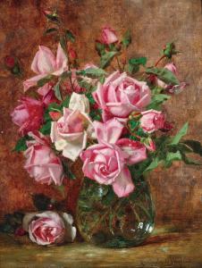 GAMBA DE PREYDOUR Jules Alexandre,A bouquet of roses in a glass vase,Palais Dorotheum 2024-02-21