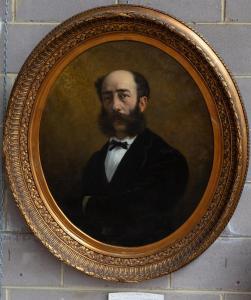 GAMBOGI Émile 1819-1895,A pair of portraits, a gentleman and lady,1872,Leonard Joel AU 2021-02-21