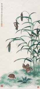 GAN QIN 1894-1984,BIRDS AND FLOWER IMITATING QIAN XUAN,China Guardian CN 2010-05-12